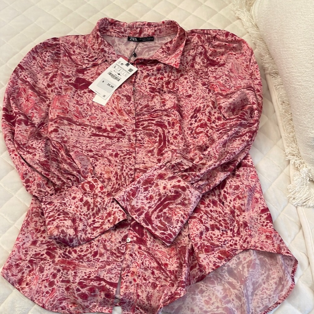 Pink Zara Silky Blouse - new with tags